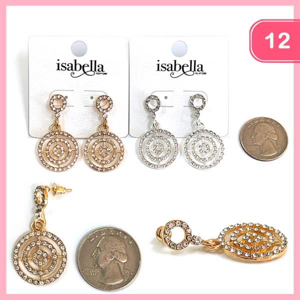 ROUND RHINESTONE DANGLE EARRING (12 UNITS)