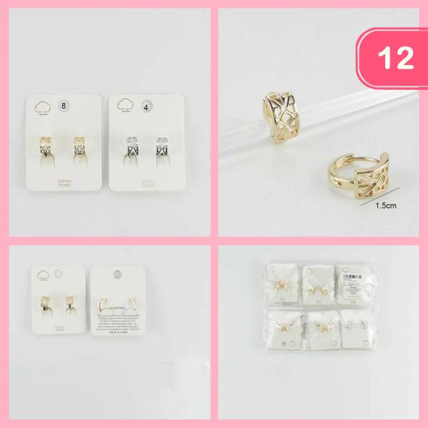 COPPER WIDE ONE SIDE FILIGREE HUGGIE EARRING (12 UNITS)