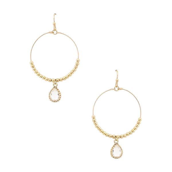 CRYSTAL TEARDROP BEADED HOOP DANGLE EARRING