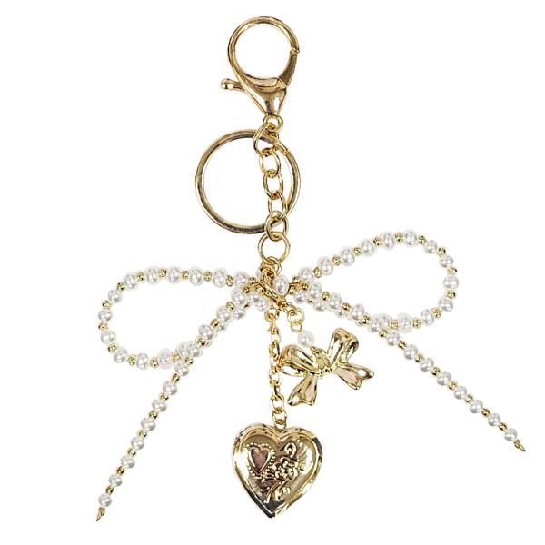 BOW HEART BAG CHARM KEYCHAIN