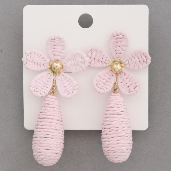 FLOWER RAFFIA LINK DANGLE EARRING