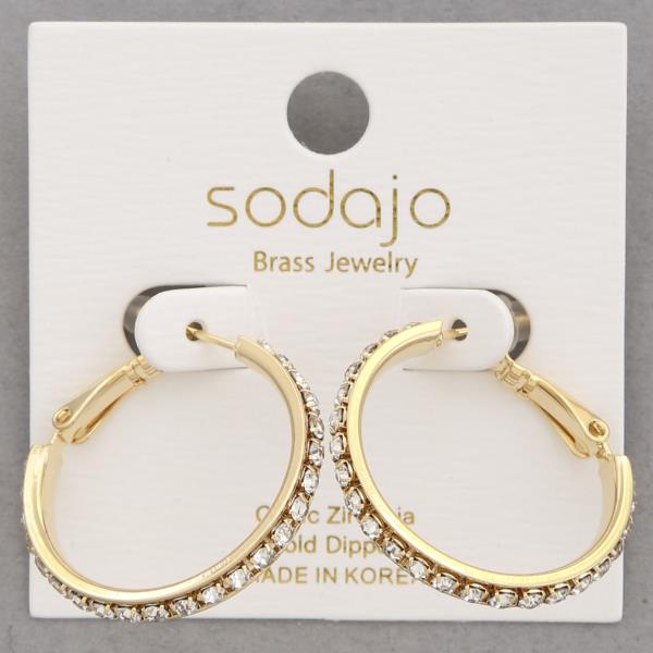 SODAJO RHINESTONE EDGE GOLD DIPPED EARRING