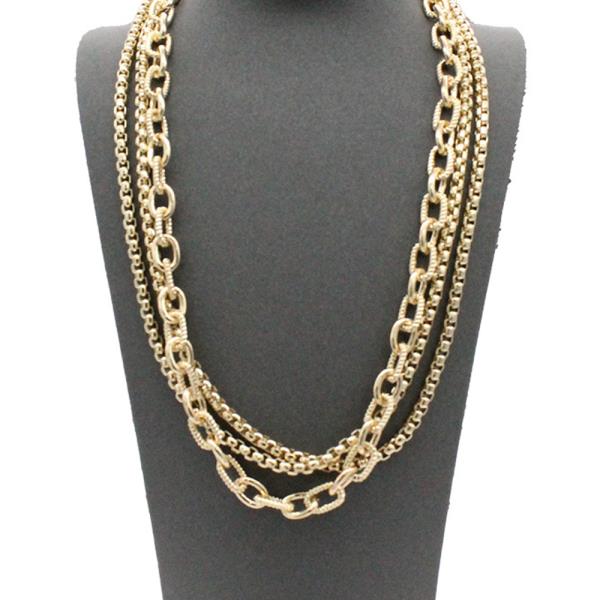 TWO TONE PLATED LAYERED NECKLACE