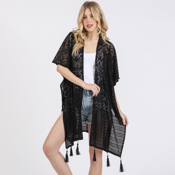 GEOMETRIC PATTERN TASSEL COVER UP