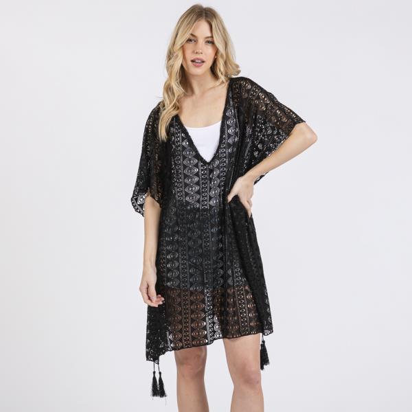 CROCHET LACE TASSEL COVER UP