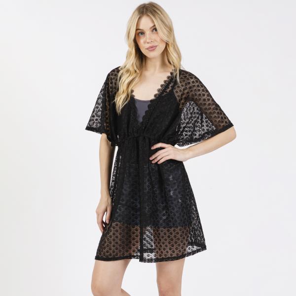 V-NECK DETAILED CROCHET LACE COVER UP