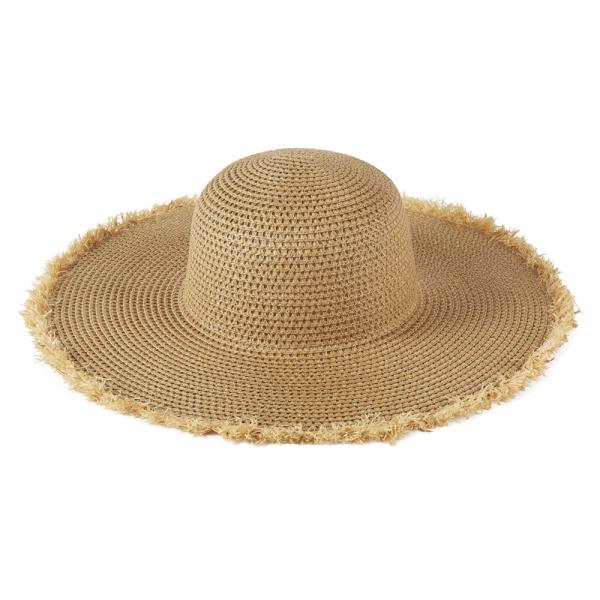 FRAYED EDGE FLOPPY STRAW HAT