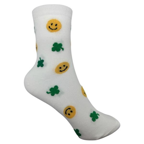 HAPPY FACE & CLOVER EMBROIDERED SOCKS