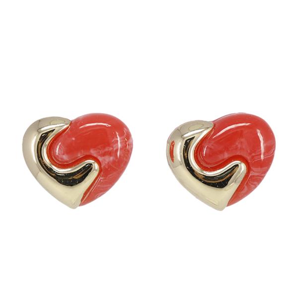 WIDE TWO TONE HEART POST EARRING