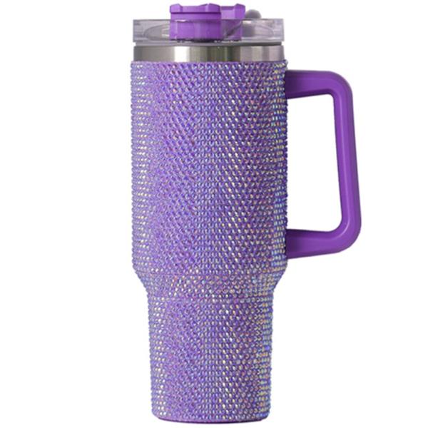 STAINLESS STEEL RHINESTONE HANDLE MUG