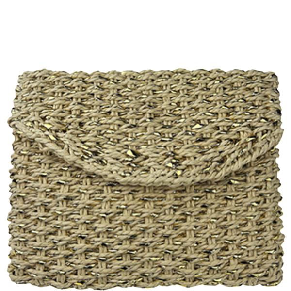 STRAW WOVEN ENVELOPE FLAP CLUTCH