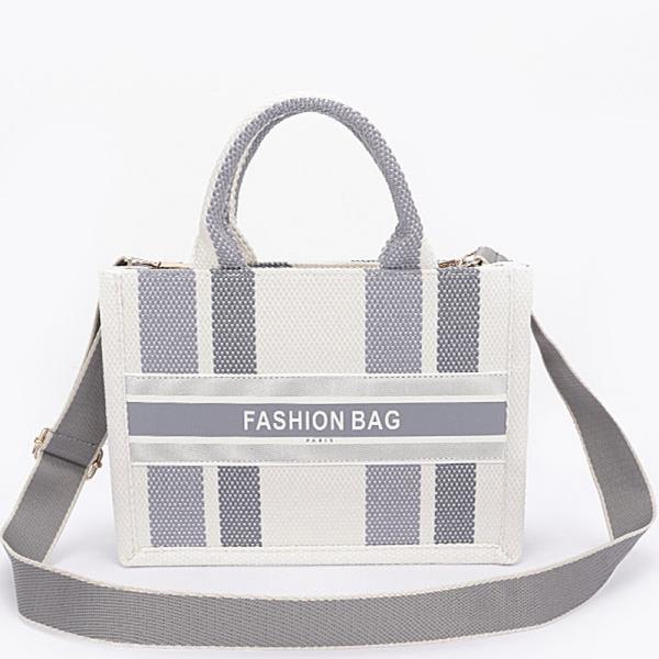 MULTI STRIPE PATTERN CANVAS TOTE BAG