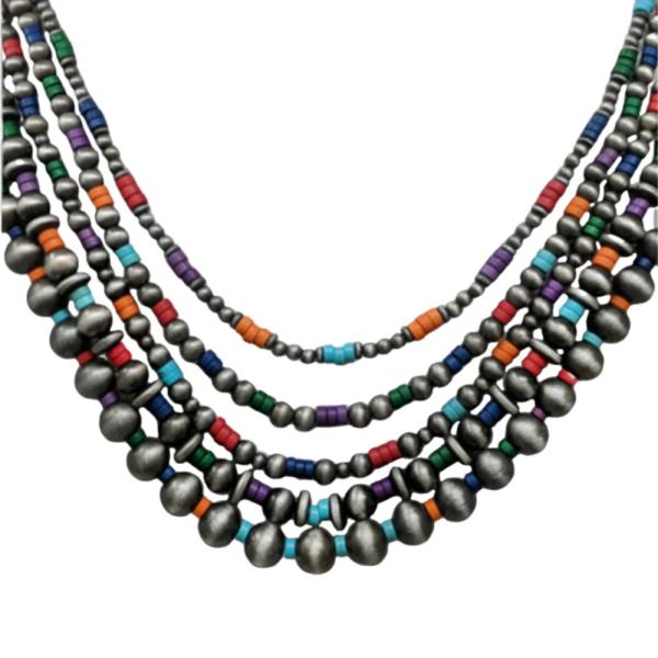 WESTERN STYLE MULTI BEAD LAYERED NECKLACE