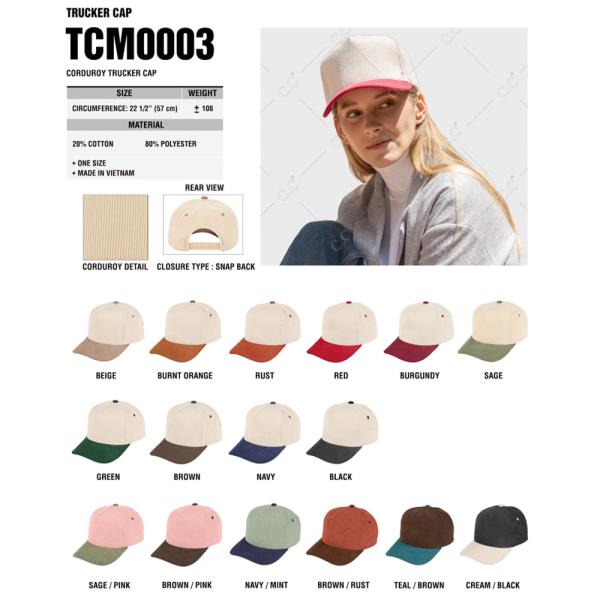 CC CORDUROY TRUCKER CAP