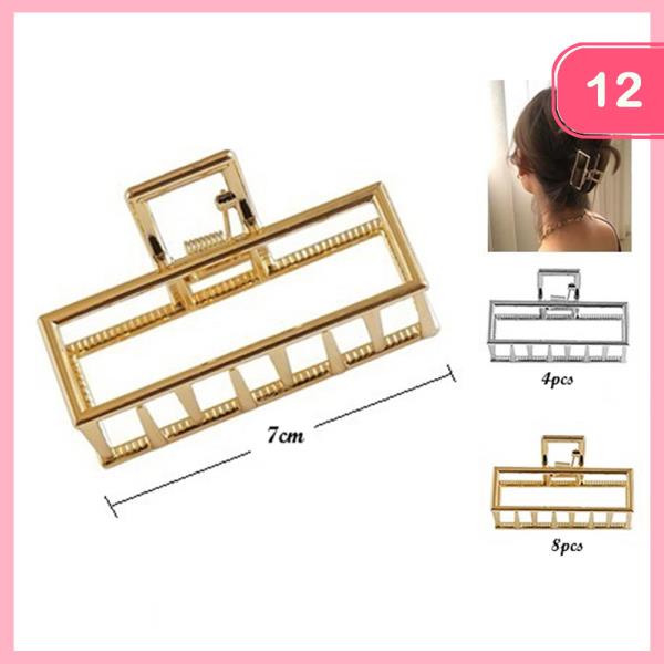 METAL RECTANGLE HAIR CLAW JAW CLIP (12 UNITS)