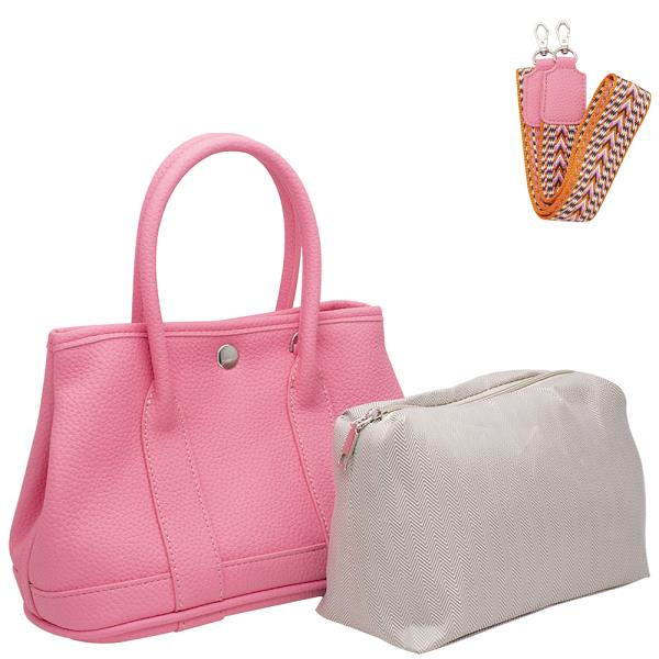 2IN1 TEXTURED HANDLE BAG W ZIPPER POUCH AND GUITAR STRAP SET