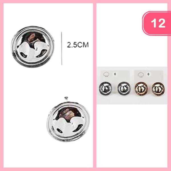 ROUND METAL STUD EARRINGS (12 UNITS)