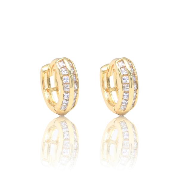 CZ HOOP BRASS EARRING