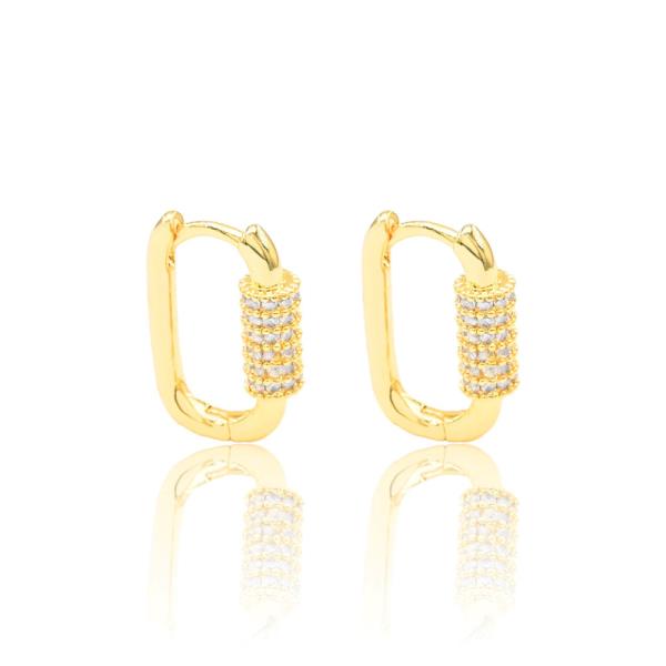 CZ HOOP BRASS EARRING