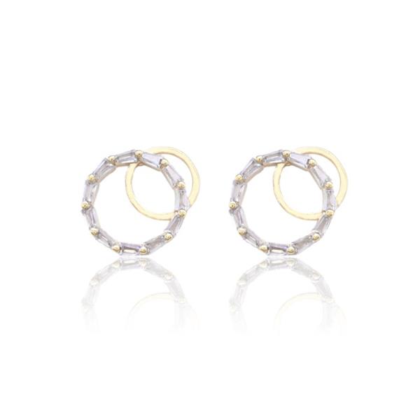 BRASS CUBIC ZIRCONIA EARRING - ROUND