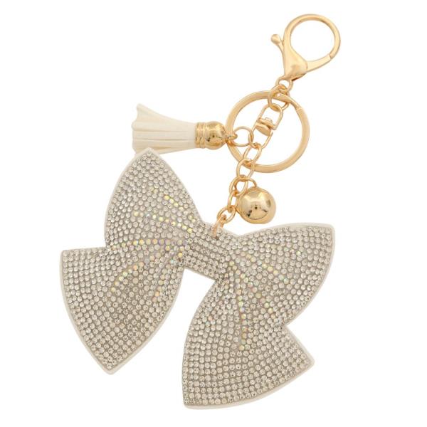 RHINESTONE BOW TASSEL KEYCHAIN