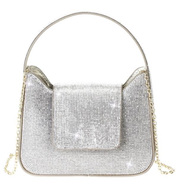 MINI RHINESTONE FLAP HANDLE BAG