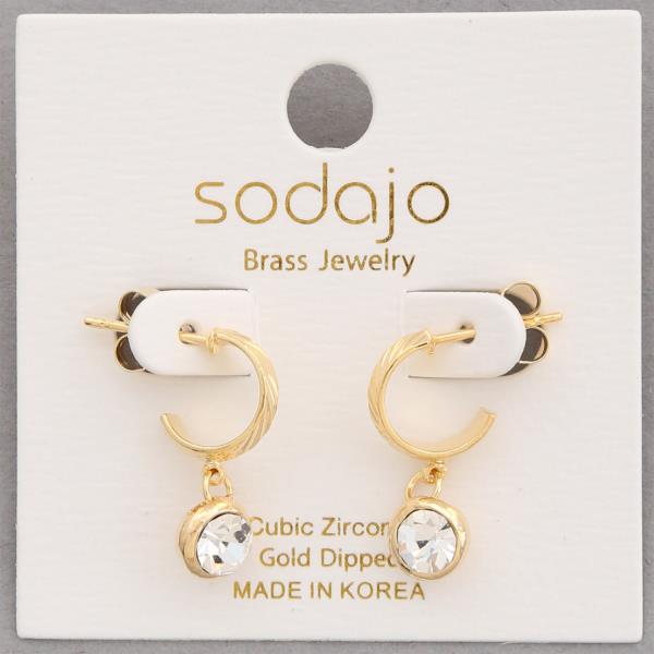SODAJO CZ HUGGIE GOLD DIPPED EARRING