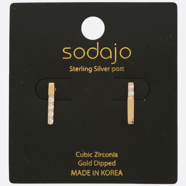 SODAJOBAR CZ GOLD DIPPED STERLING SILVER POST EARRING