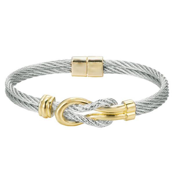 TWO TONE LOVE KNOT FLEXIBLE BAND MAGNETIC BRACELET