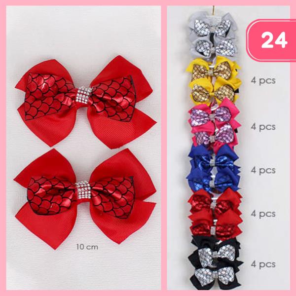 RIBBON HAIR BOW PIN (24 UNITS)