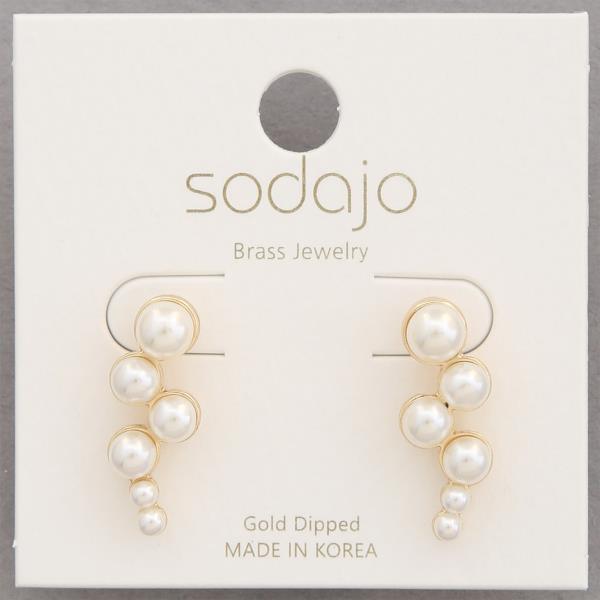 SODAJO PEARL BEAD GOLD DIPPED EARRING