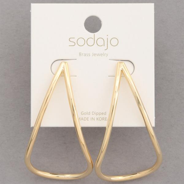 SODAJO CURVE TEARDROP METAL GOLD DIPPED EARRING