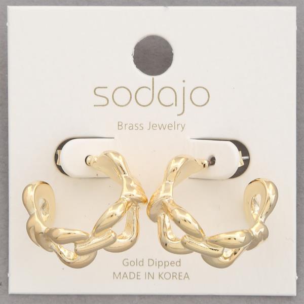 SODAJO OVAL LINK GOLD DIPPED OPEN HOOP EARRING