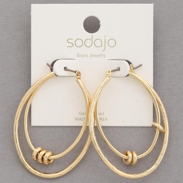 SODAJO DOUBLE OVAL DANGLE GOLD DIPPED EARRING
