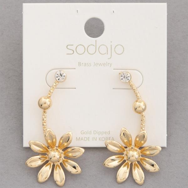 SODAJO FLOWER RHINESTONE GOLD DIPPED EARRING