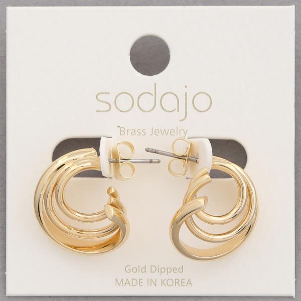 SODAJO ORGANIC SHAPE GOLD DIPPED EARRING