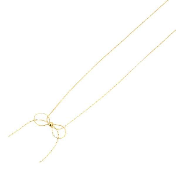 THIN CHAIN RIBBON BOW METAL NECKLACE
