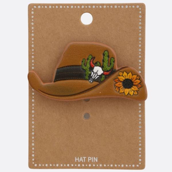 WESTERN COWBOY HAT TOOLED LEATHER HAT PIN