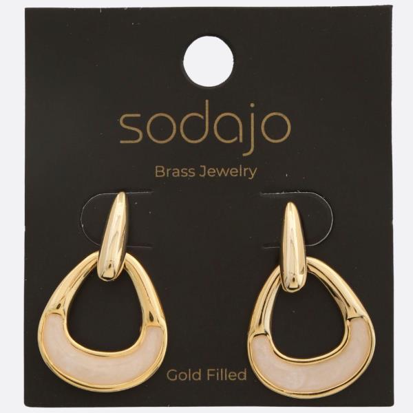 SODAJO WIDE TEARDROP METAL LINK GOLD FILLED EARRING