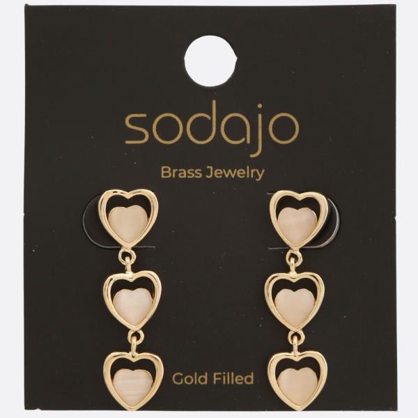 SODAJO TRIPLE HEART METAL GOLD FILLED EARRING