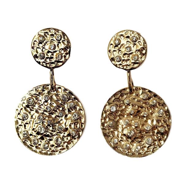 DOUBLE CIRCLE LINK METAL DANGLE EARRING
