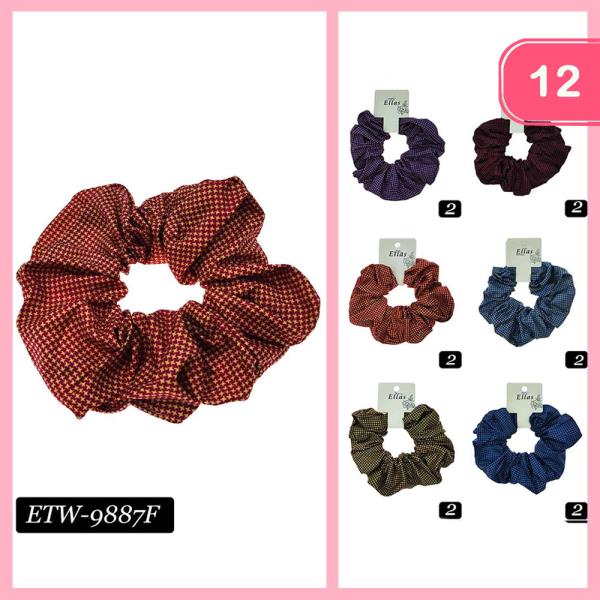 STAR PATTERN FABRIC SCRUNCHIES (12 UNITS)