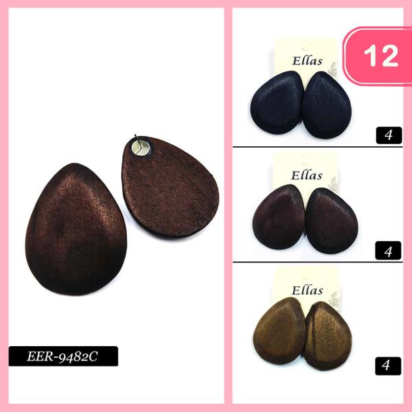 WOOD TEARDROP POST EARRING (12 UNITS)