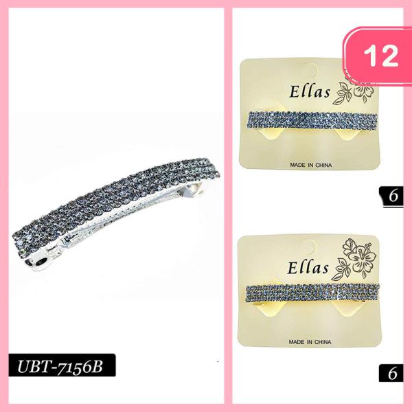 RHINESTONE METAL RECTANGLE BARRETTE (12 UNITS)