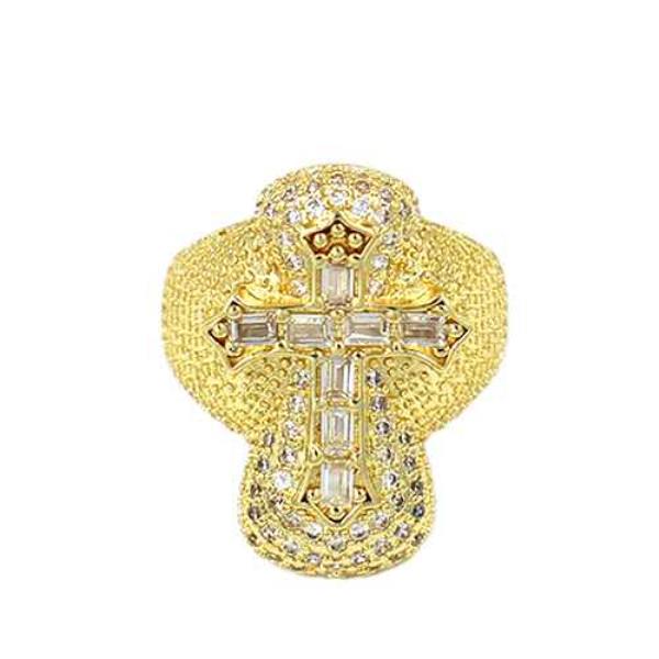 CROSS RHINESTONE METAL RING