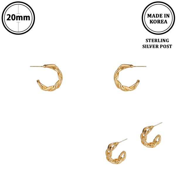 METAL STERLING SILVER TWIST HOOP POST EARRING