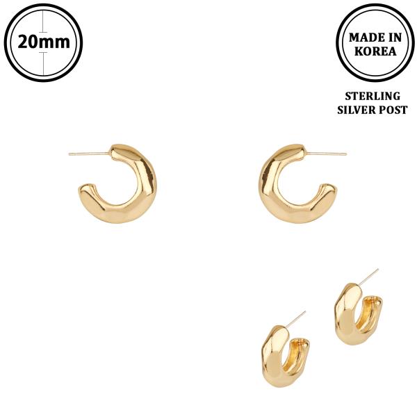METAL STERLING SILVER HOOP POST EARRING