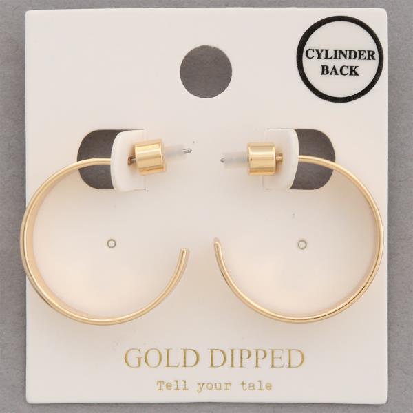 WIDE EDGE OPEN HOOP GOLD DIPPED EARRING