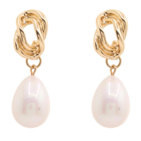 KNOT PEARL BEAD LINK DANGLE EARRING