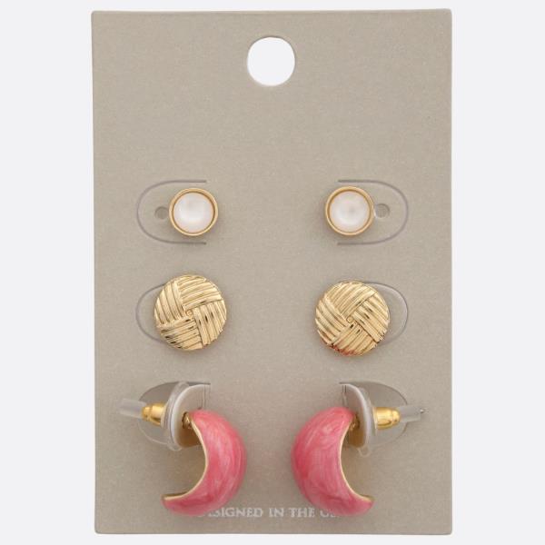 COLOR METAL OPEN HOOP ASSORTED EARRING SET